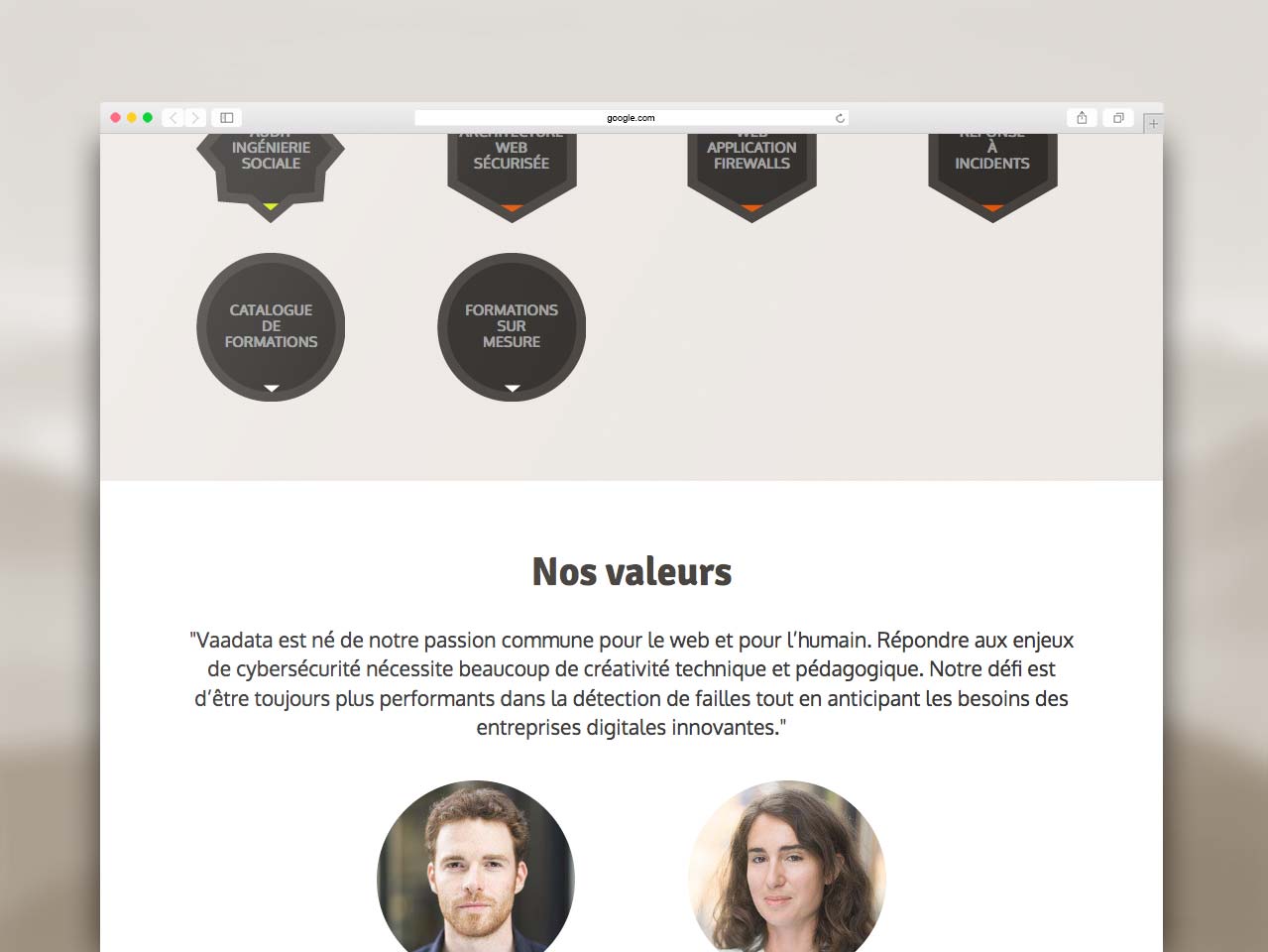 Webdesign section Valeurs site Vaadata